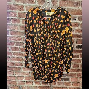 Women's COLLECTIONS ETC Fall Leaves Button Down Top Large